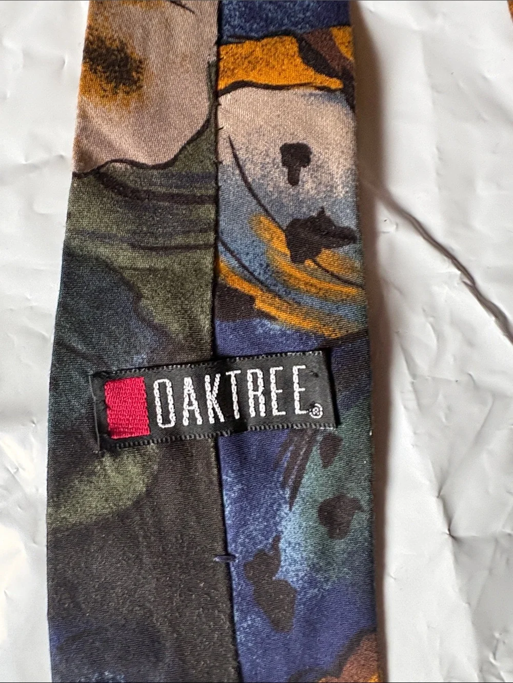 Men's Abstract Floral Tie in Black, Brown & Blue